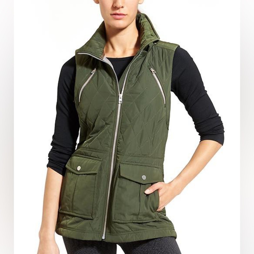 Athleta Women Teton Green Quilted Flurry Vest S RN 54023 Gorpcore Athleisure - Picture 1 of 12